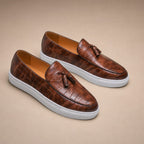 Tassel Loafer Shoes Leather Slip On Cognac Brown – Product Photo