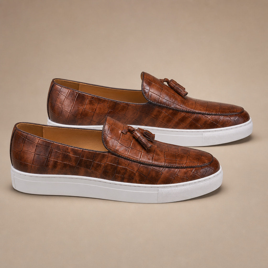 Tassel Loafer Shoes Leather Slip On in Cognac Brown – Tarlano Premium Menswear