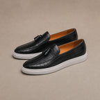 Tassel Loafer Shoes Leather Slip On Midnight Black – Product Photo