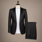 Damask Jacquard Tuxedo Three Piece Black Black – Product Photo