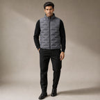 Puffer Vest Stand Collar Lightweight Down Fill Gray – Product Photo