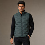 Puffer Vest Stand Collar Lightweight Down Fill Green – Product Photo