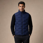 Puffer Vest Stand Collar Lightweight Down Fill in Navy – Tarlano Premium Menswear