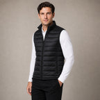 Puffer Vest Ultralight Sleeveless Insulated Black – Side Angle View