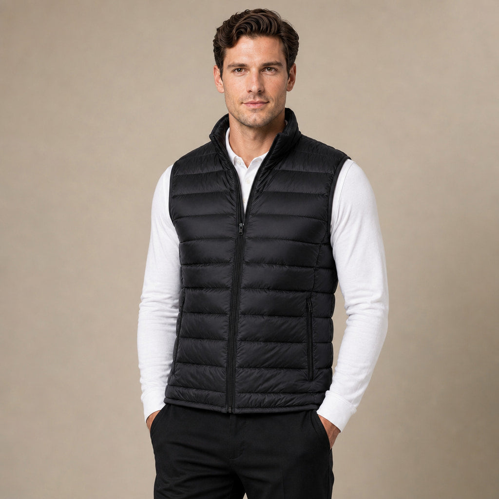 Puffer Vest Ultralight Sleeveless Insulated Black – Product Photo