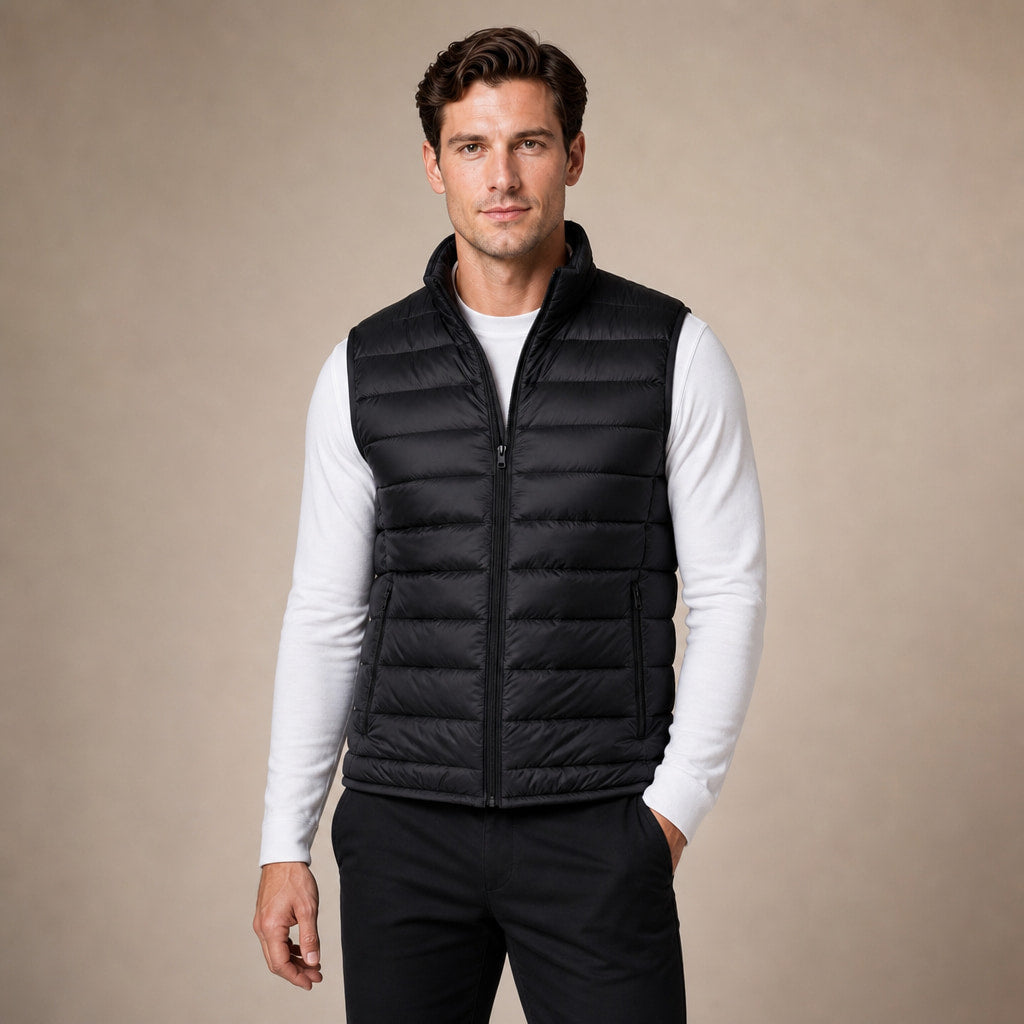 Puffer Vest Ultralight Sleeveless Insulated in Black – Tarlano Premium Menswear