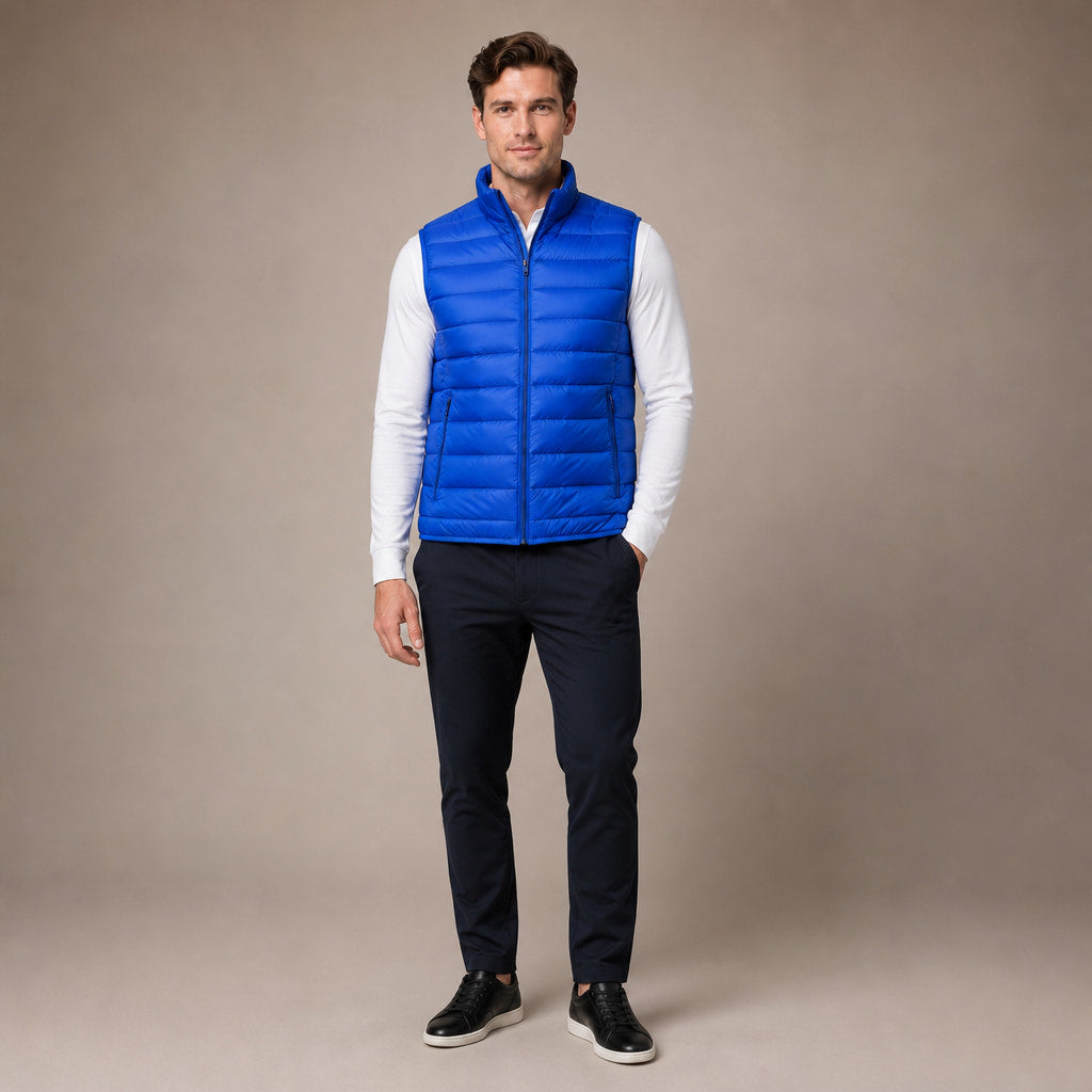 Puffer Vest Ultralight Sleeveless Insulated in Blue – Tarlano Premium Menswear