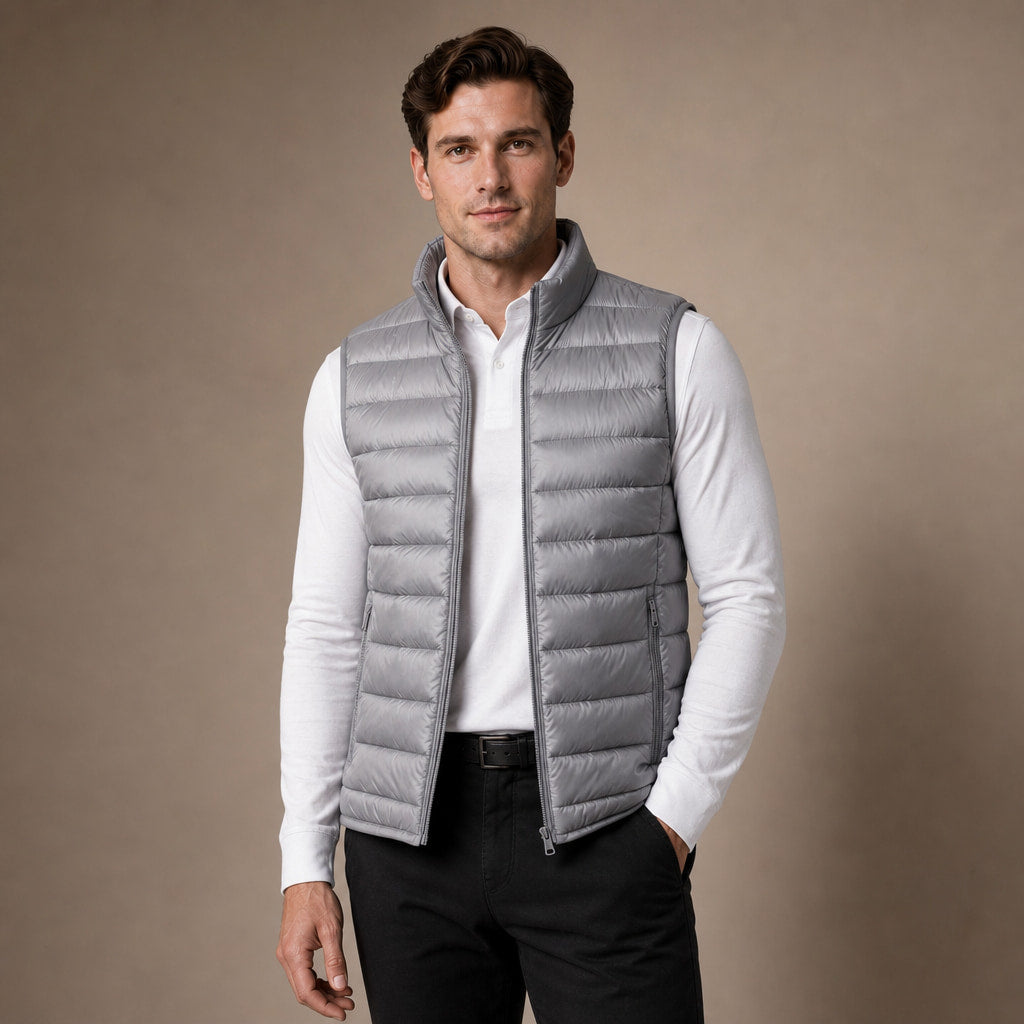 Puffer Vest Ultralight Sleeveless Insulated in Gray – Tarlano Premium Menswear