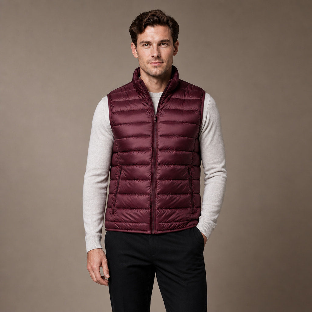 Puffer Vest Ultralight Sleeveless Insulated Wine – Product Photo
