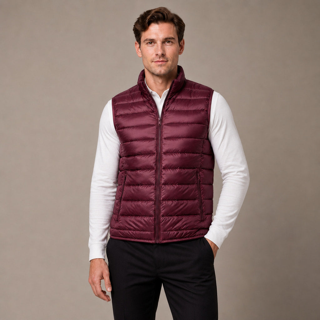 Puffer Vest Ultralight Sleeveless Insulated in Wine – Tarlano Premium Menswear