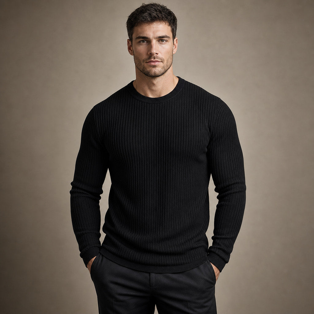 Cardigan Ribbed Knit Slim Fit in Black – Tarlano Premium Menswear