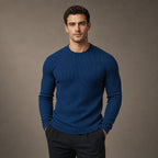 Cardigan Ribbed Knit Slim Fit in Blue – Tarlano Premium Menswear