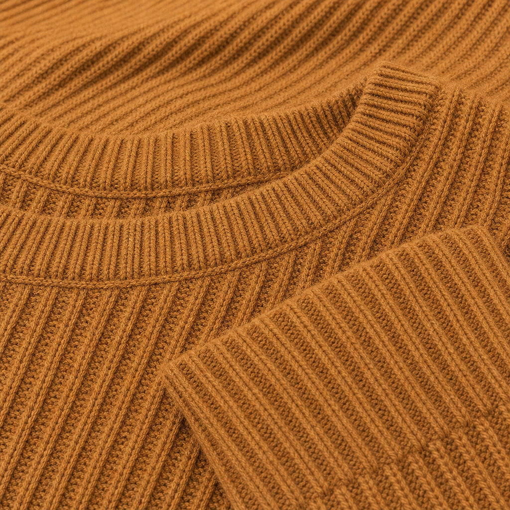 Cardigan Ribbed Knit Slim Fit Brown – Fabric and Detail Close-Up