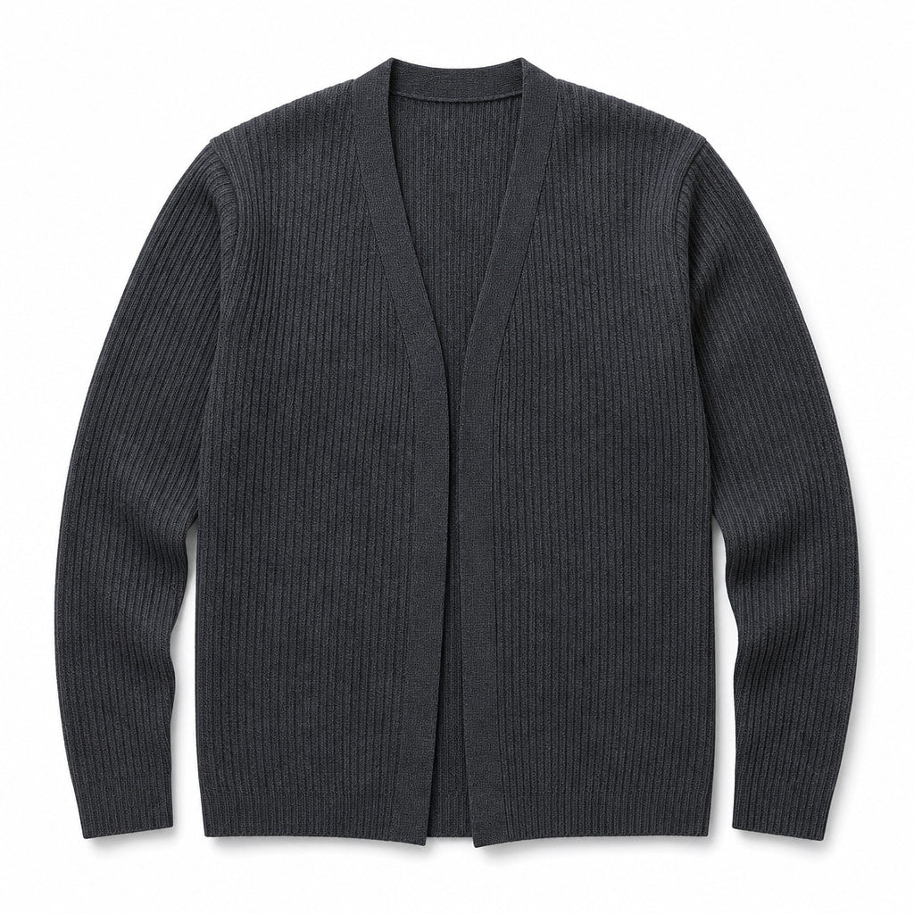 Cardigan Ribbed Knit Slim Fit Gray – Product Photo