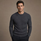 Cardigan Ribbed Knit Slim Fit in Gray – Tarlano Premium Menswear