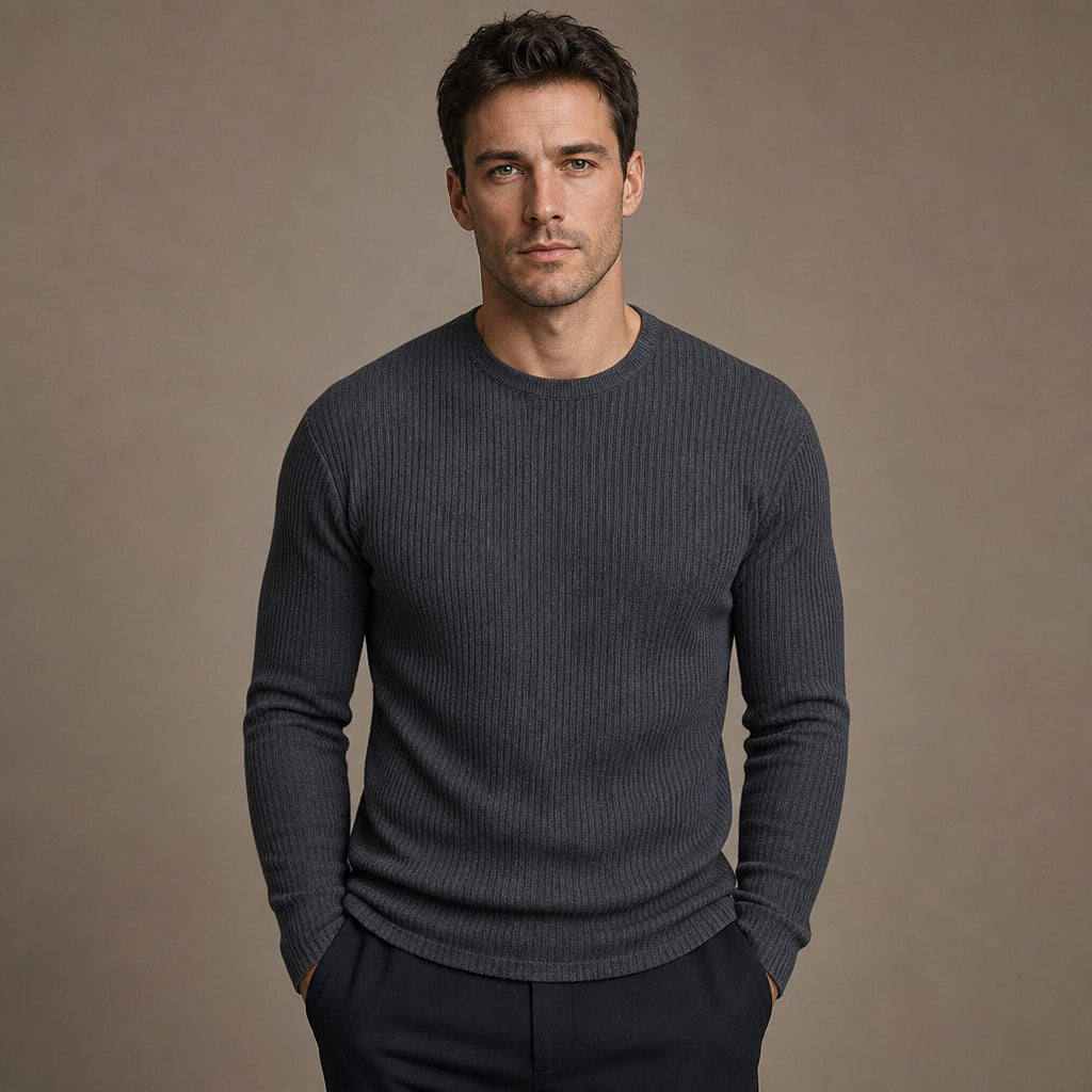 Cardigan Ribbed Knit Slim Fit in Gray – Tarlano Premium Menswear