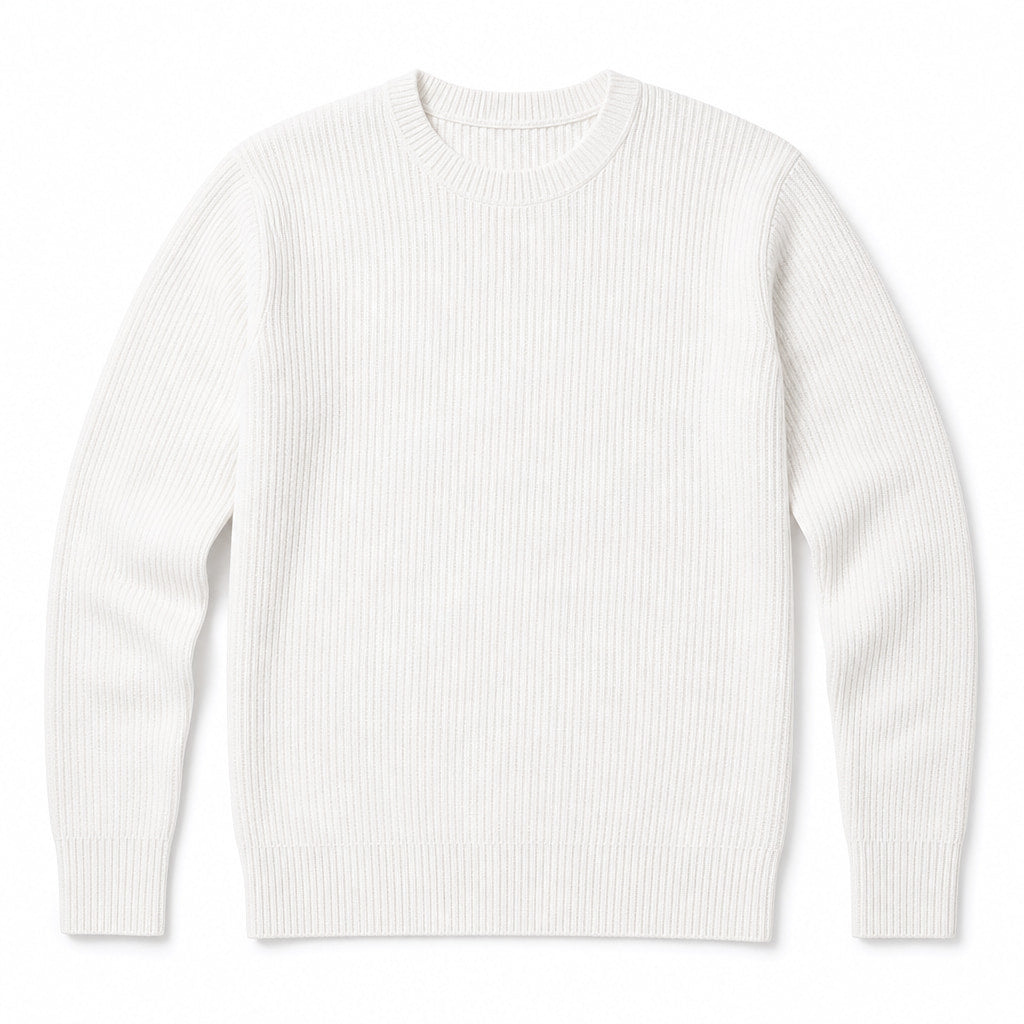 Cardigan Ribbed Knit Slim Fit White – Product Photo