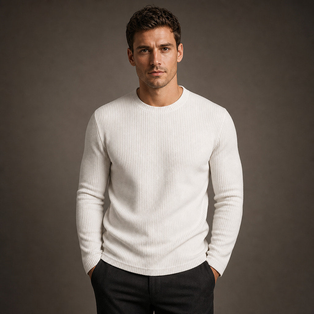 Cardigan Ribbed Knit Slim Fit in White – Tarlano Premium Menswear