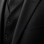 Three Piece Suit Slim Fit Black – Fabric and Detail Close-Up