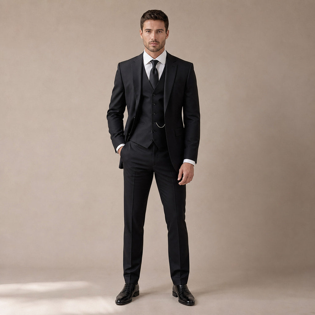Three Piece Suit Slim Fit in Black – Tarlano Premium Menswear