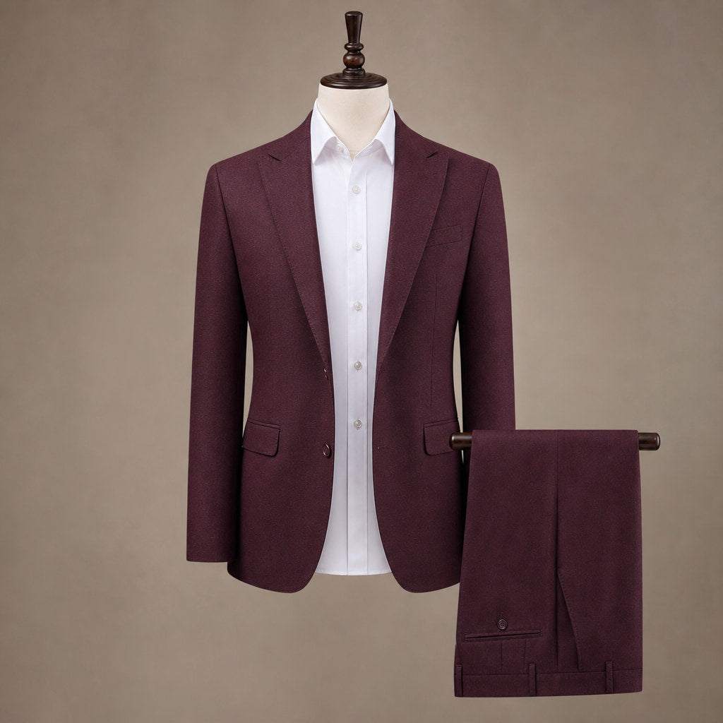 Three Piece Suit Slim Fit Burgundy Red – Product Photo
