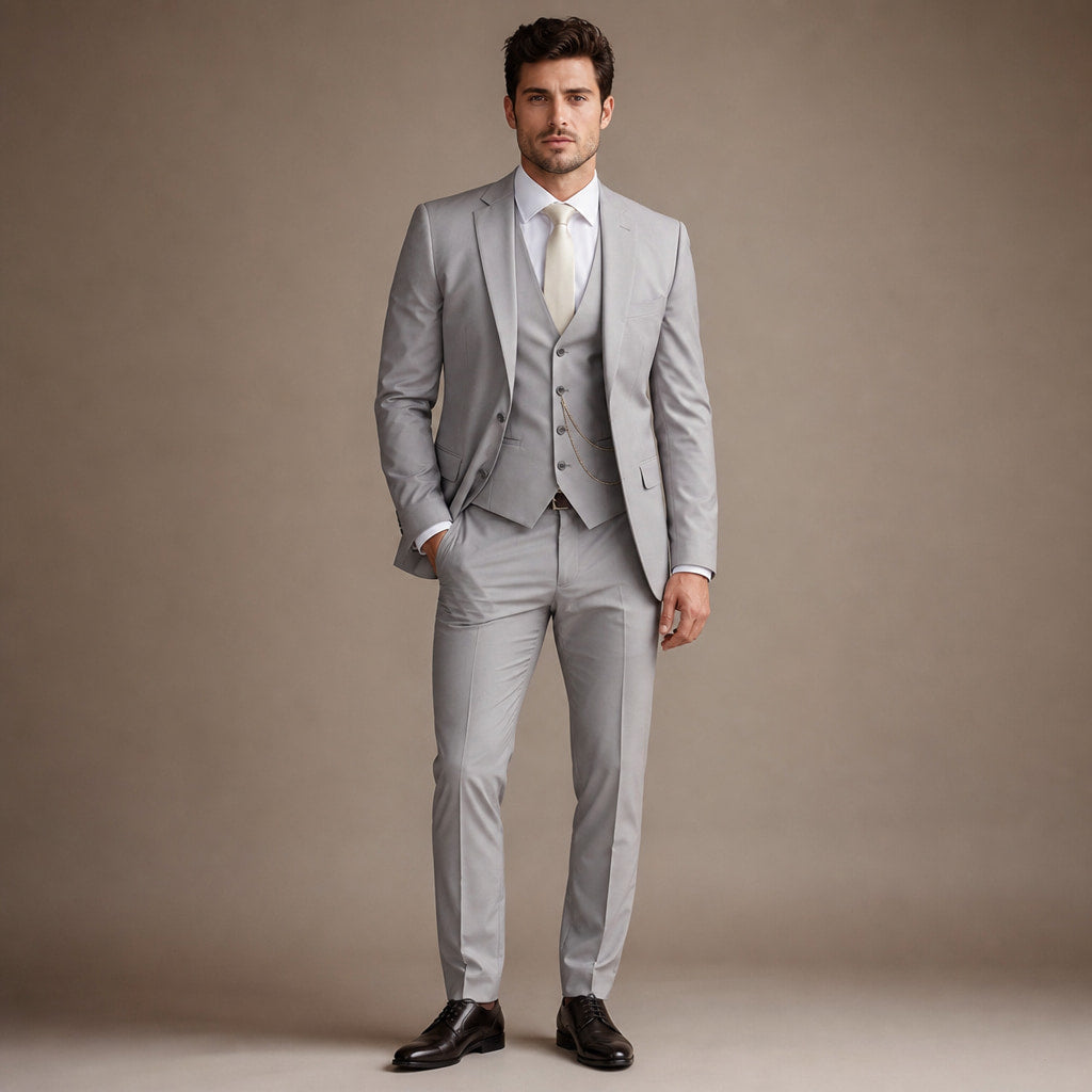 Three Piece Suit Slim Fit in Light Grey – Tarlano Premium Menswear