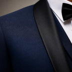 Dress Suit Shawl Collar Navy Blue / Navy – Fabric and Detail Close-Up