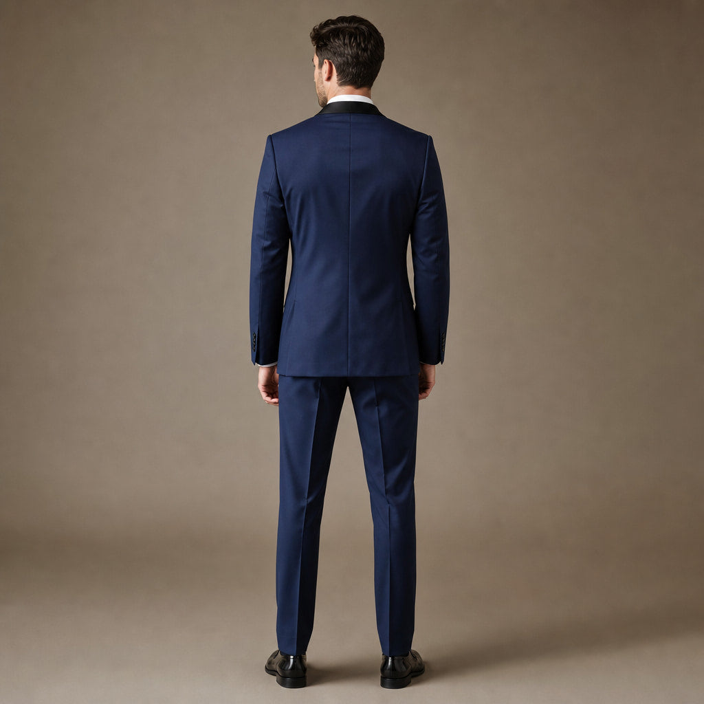 Dress Suit Shawl Collar Navy Blue / Navy – Full Look