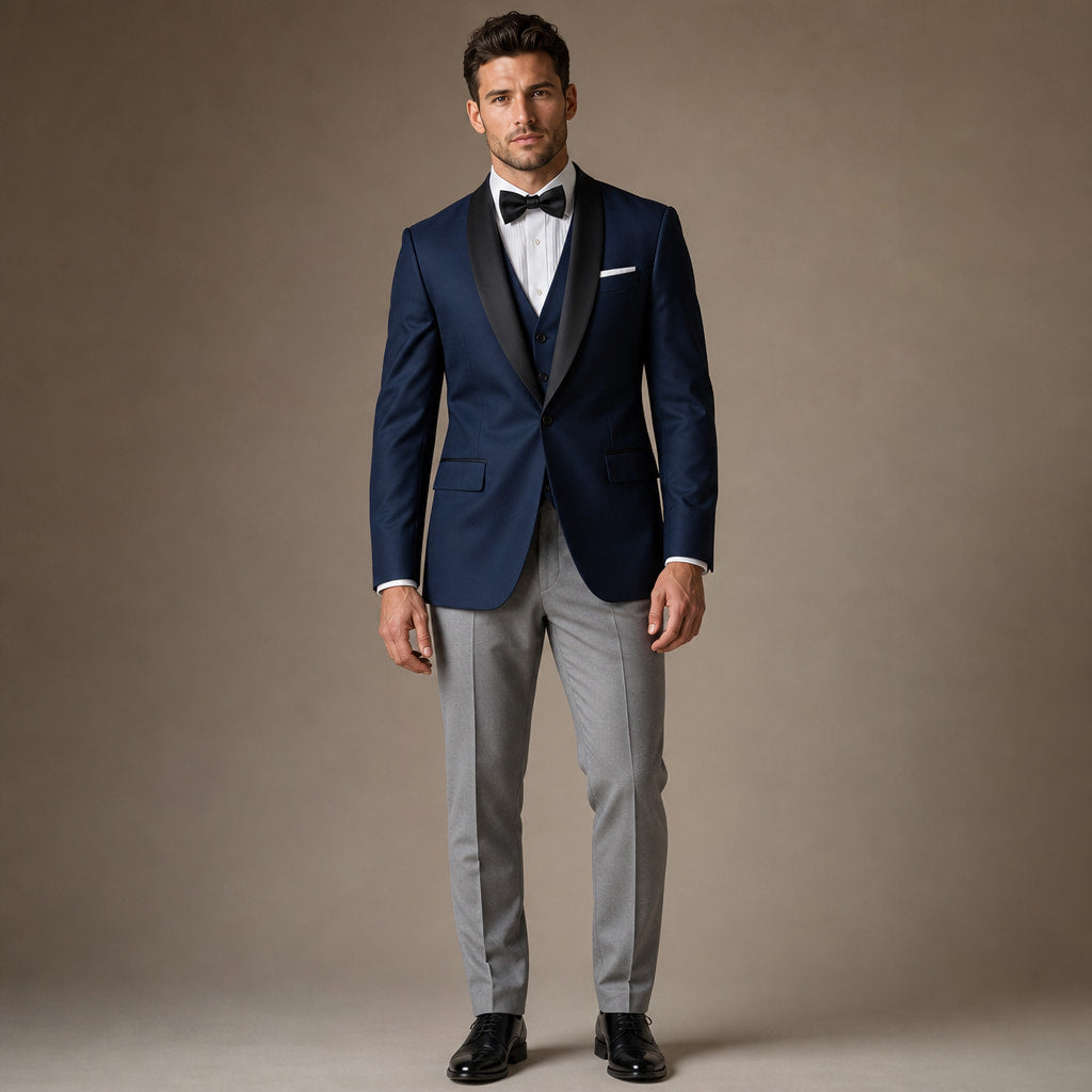Dress Suit Shawl Collar Navy in Blue / Navy – Tarlano Premium Menswear
