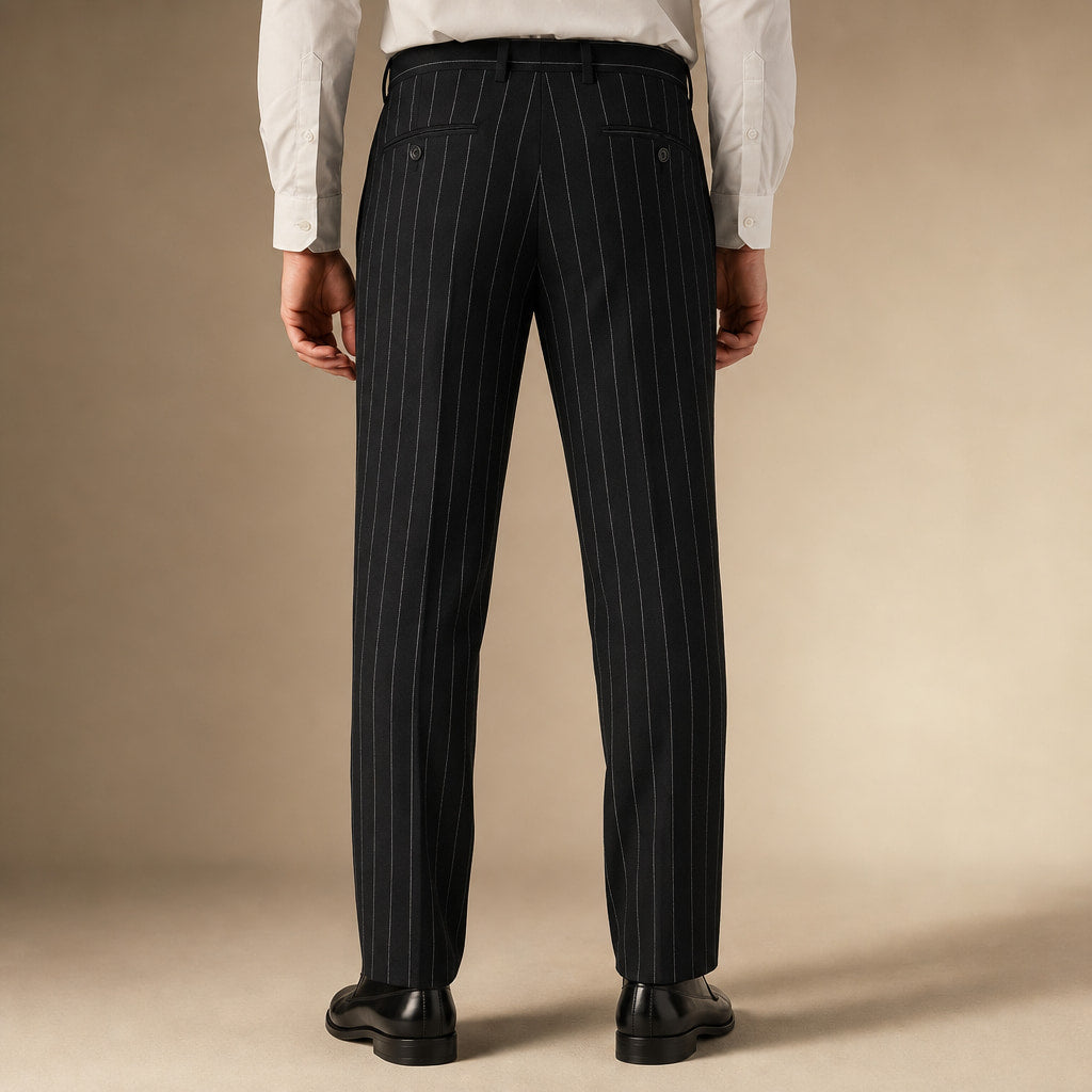 Dress Pants Pinstripe Straight Fit Black – Full Look