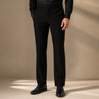 Dress Pants Pinstripe Straight Fit Black – Product Photo
