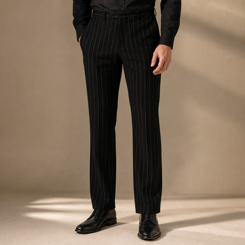 Dress Pants Pinstripe Straight Fit Black – Product Photo