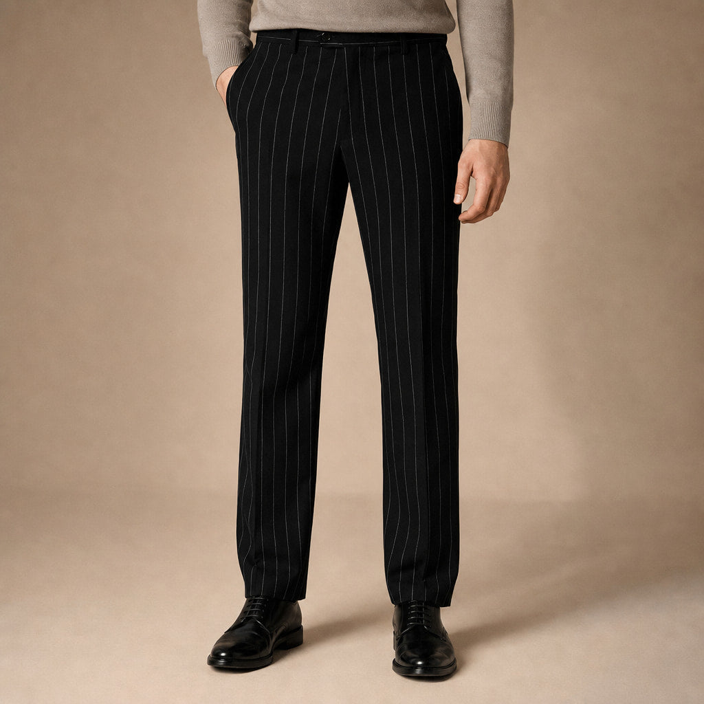 Dress Pants Pinstripe Straight Fit in Black – Tarlano Premium Menswear