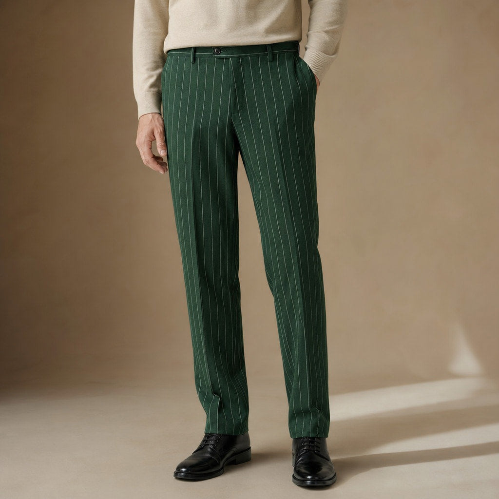 Dress Pants Pinstripe Straight Fit Green – Product Photo