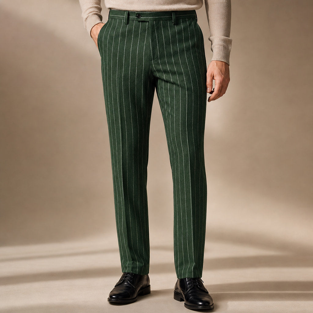 Dress Pants Pinstripe Straight Fit in Green – Tarlano Premium Menswear