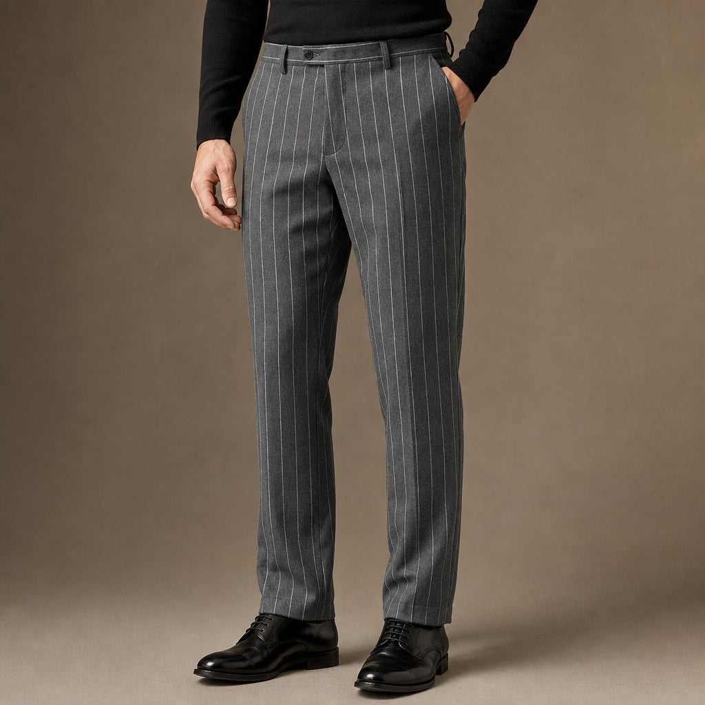 Dress Pants Pinstripe Straight Fit in Grey – Tarlano Premium Menswear