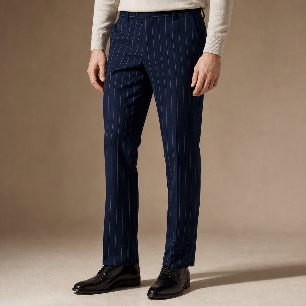Dress Pants Pinstripe Straight Fit in Navy – Tarlano Premium Menswear