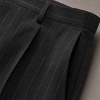 Striped Trousers Classic Fit Black – Fabric and Detail Close-Up