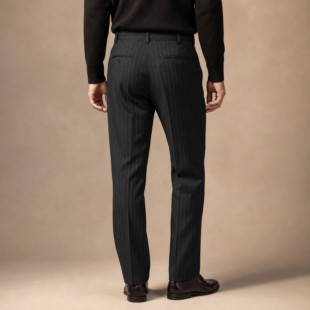 Striped Trousers Classic Fit Black – Full Look