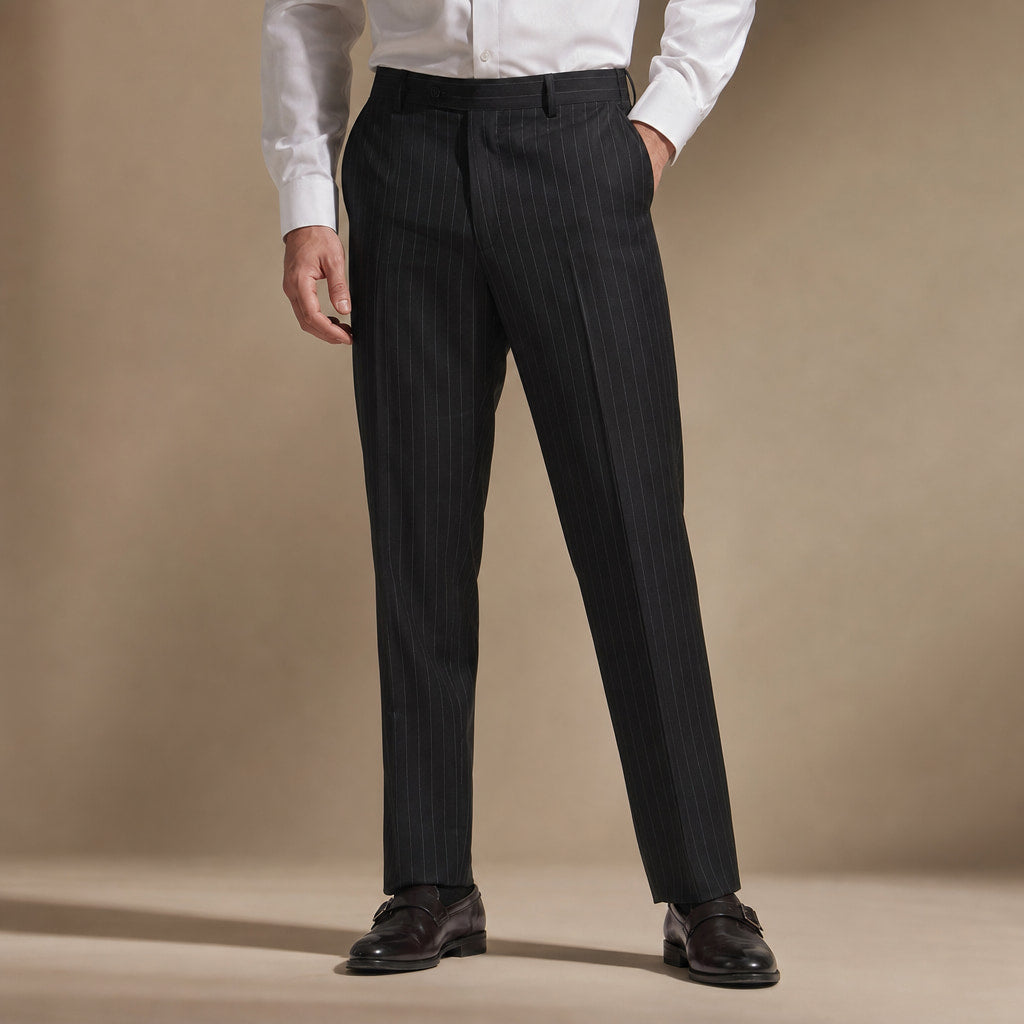 Striped Trousers Classic Fit Black – Product Photo