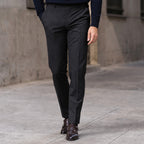 Striped Trousers Classic Fit Black – Styled Editorial Shot
