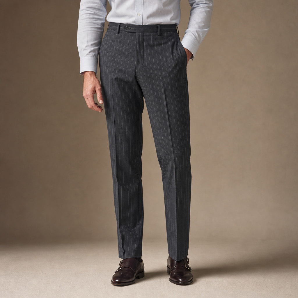 Striped Trousers Classic Fit in Dark Grey – Tarlano Premium Menswear