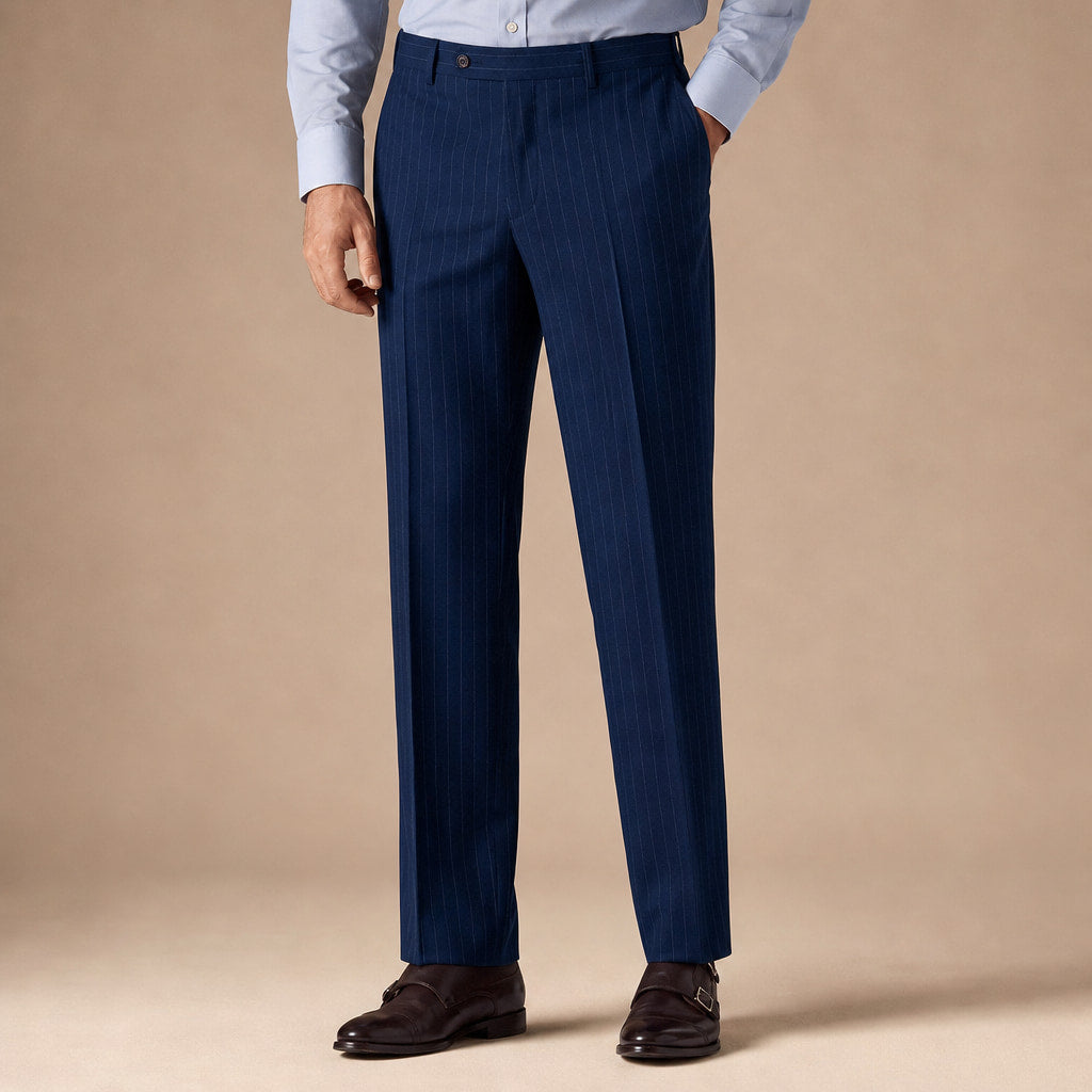 Striped Trousers Classic Fit in Navy – Tarlano Premium Menswear