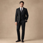 Three Piece Suit Herringbone Slim Fit in Black – Tarlano Premium Menswear