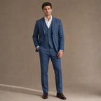 Three Piece Suit Herringbone Slim Fit in Blue – Tarlano Premium Menswear