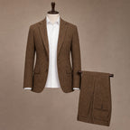 Three Piece Suit Herringbone Slim Fit Brown – Product Photo