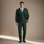 Three Piece Suit Herringbone Slim Fit in Dark Green – Tarlano Premium Menswear