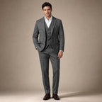 Three Piece Suit Herringbone Slim Fit in Dark Grey – Tarlano Premium Menswear