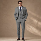 Three Piece Suit Herringbone Slim Fit in Grey – Tarlano Premium Menswear