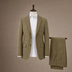 Three Piece Suit Herringbone Slim Fit Khaki – Product Photo